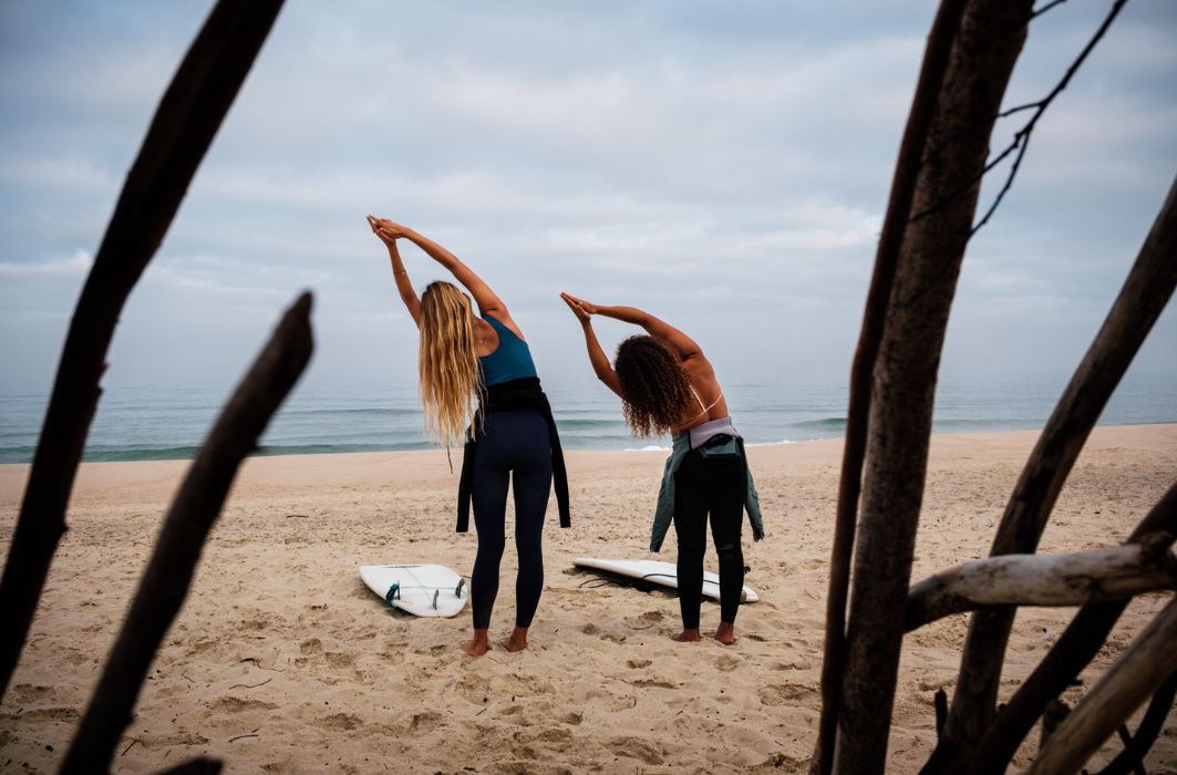 maceda surf camp - yoga and wellness - stretching