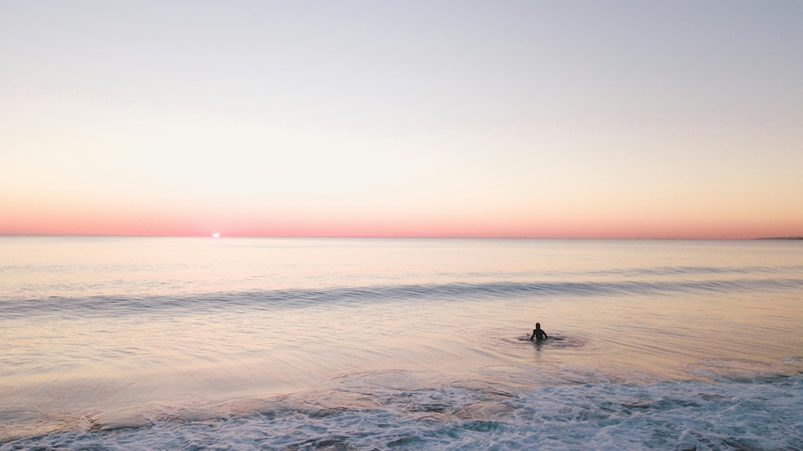 Empty surfer at beach in Portugal